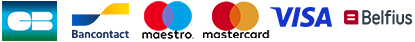 Nous acceptons CB Cartes Bancaires, Maestro, Bancontact, Mastercard, Visa, Belfius.